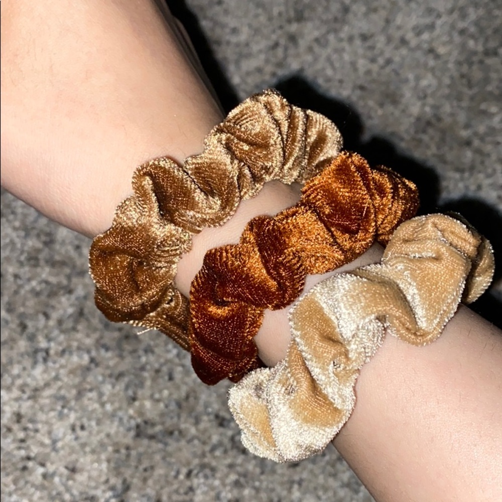 4 Set Gold/Brown Scrunchies
